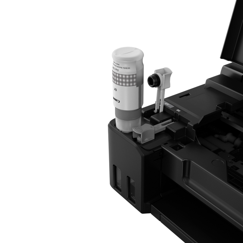 Canon PIXMA G540 Wireless Refillable MegaTank Inkjet Photo Printer Product With Black Ink Being Refilled