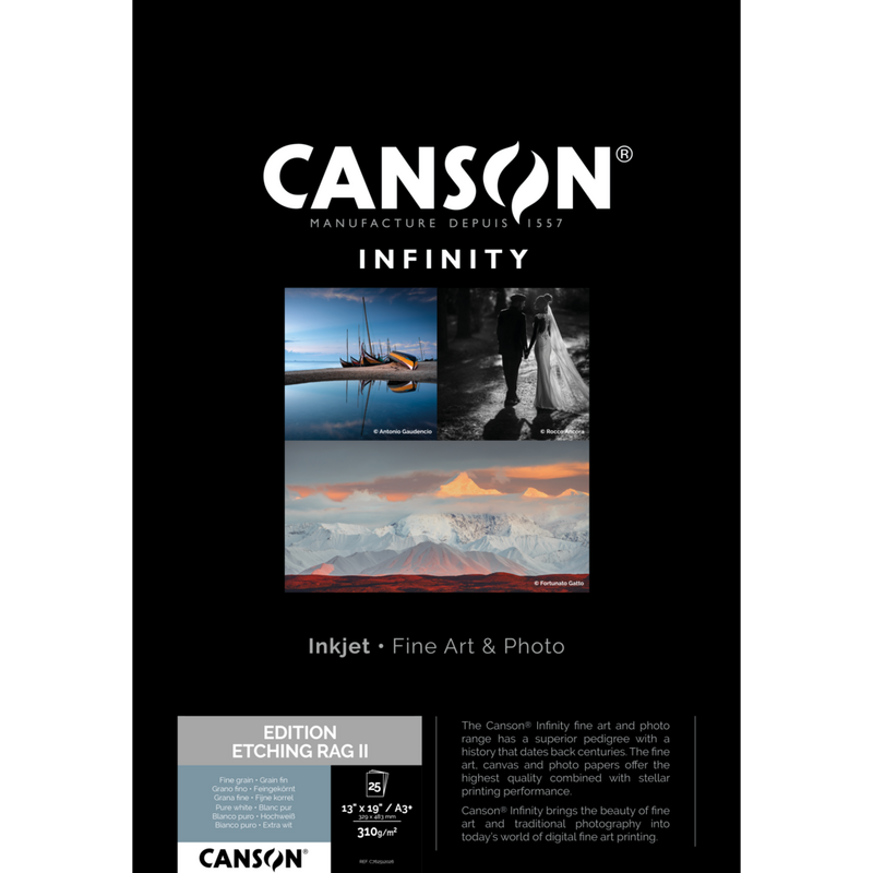 Canson Infinity Edition Etching Rag II Matte Paper, 310 gsm, A3+, 25 Sheets