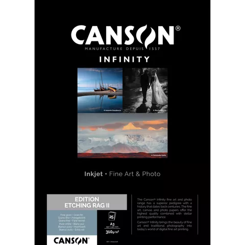 Canson Infinity Edition Etching Rag II Matte Paper, 310 gsm, A3, 25 Sheets