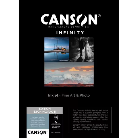 Canson Infinity Edition Etching Rag II Matte Paper, 310 gsm, A4, 25 Sheets