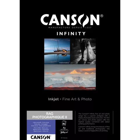 Canon Canson Infinity Rag Photographique II Matte Paper, 310 gsm, A3, 25 Sheets