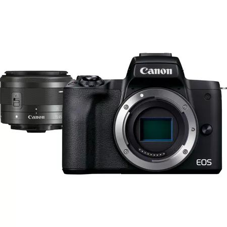 Fotocamera mirrorless Canon EOS M50 Mark II, Nero e obiettivo EF-M 15-45mm f/3.5-6.3 IS STM, Grafite