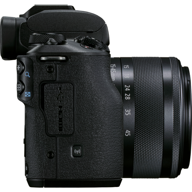 Canon EOS M50 Mark II Mirrorless Camera, Black + EF-M 15-45mm f/3.5-6.3 IS STM Lens, Graphite Product Right View