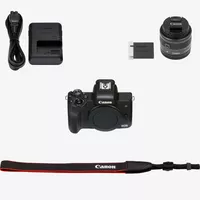 Appareil photo hybride Canon EOS M50 Mark II noir + objectif EF-M 15-45mm f/3.5-6.3 IS STM graphite Produits Contenu de la boîte