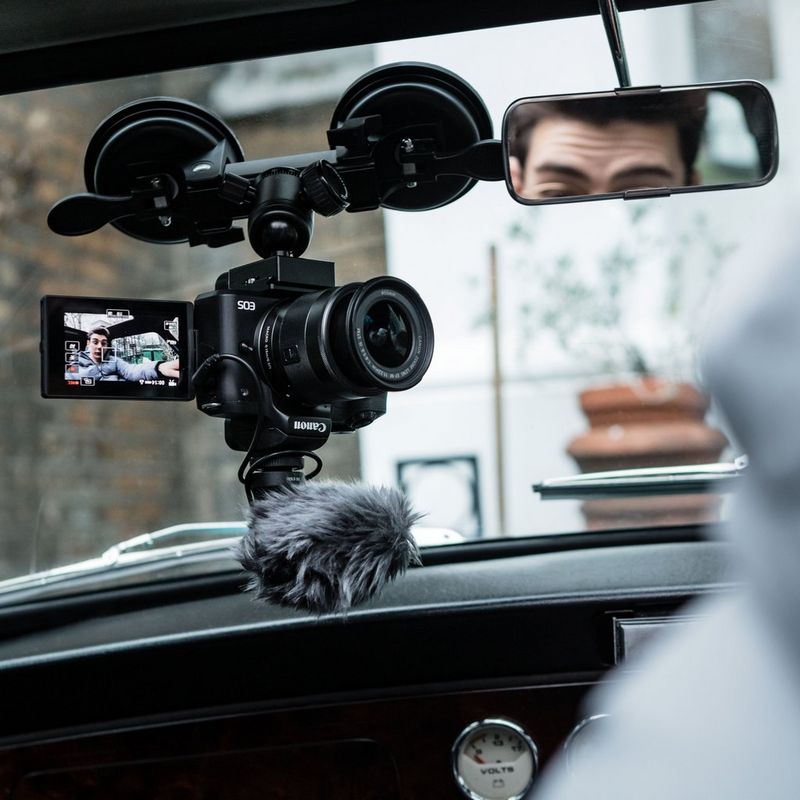 Canon EOS M50 Mark II Mirrorless Camera Body, Black Recording a Video in a Car