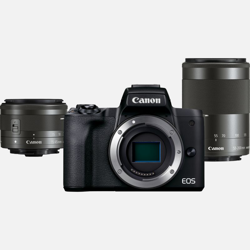 Canon EOS M50 Mark IIsysteemcamera, zwart + EFM 1545mm IS STMlens en EFM 55200mm IS STM
