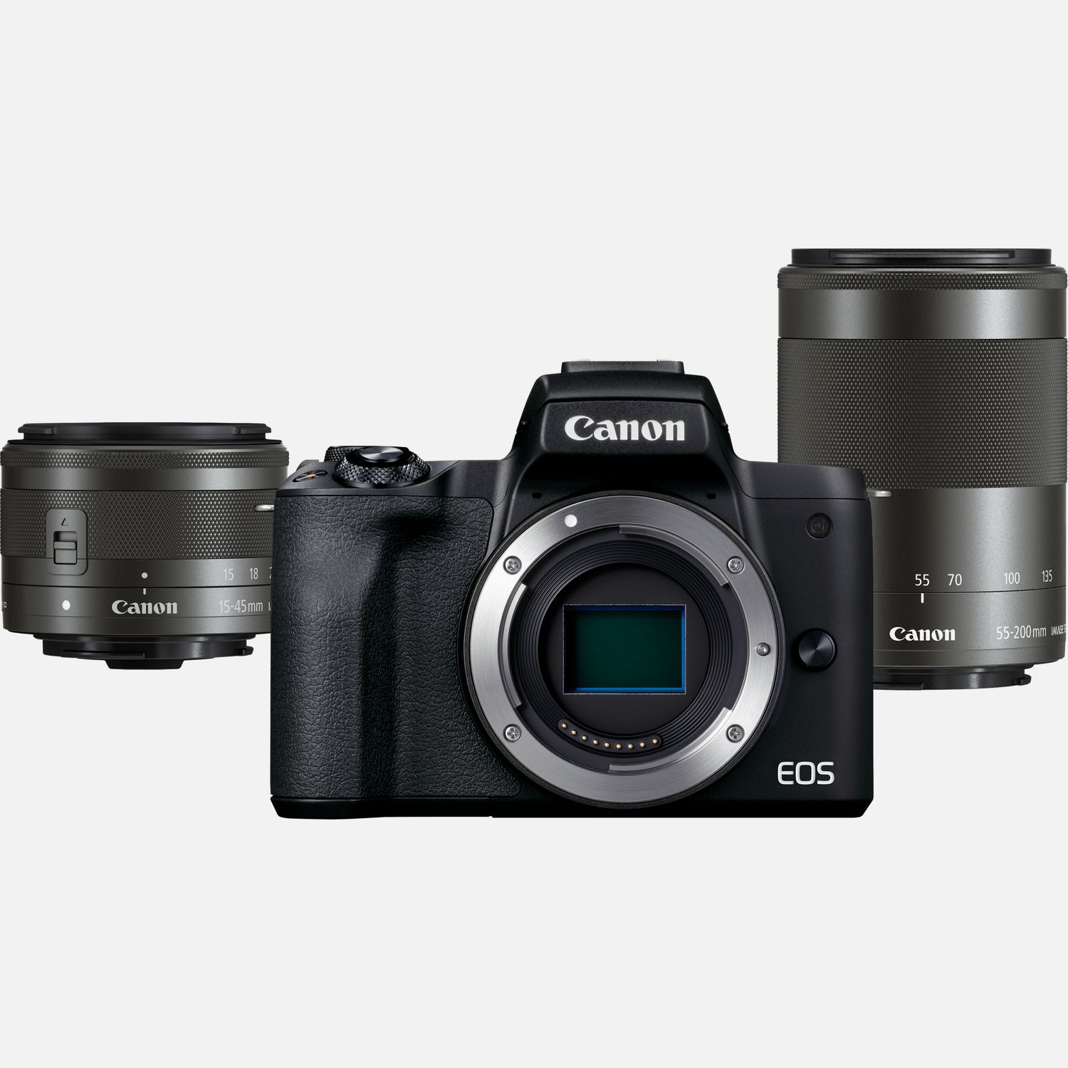 Image of Videocamera mirrorless Canon EOS M50 Mark II, Nero + obiettivi EF-M 15-45mm IS STM ed EF-M 55-200mm IS STM