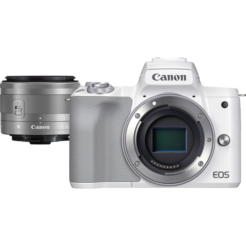 Comprar Cámara EOS M50 Mark II Mirrorless de Canon en blanco + objetivo EF-M 15-45mm IS STM en en Cámaras con Wi-Fi — Tienda Canon Espana