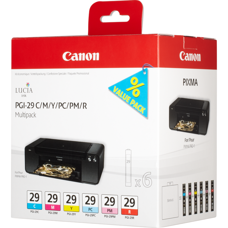 Multipack de 6 cartuchos de tinta Canon PGI-29 C/M/Y/PC/PM/R Producto Vista derecha