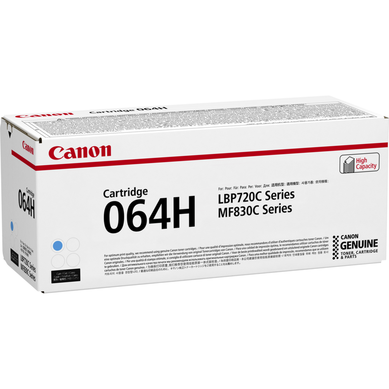 Canon 064H Cyan Toner Cartridge Produkt Emballasje sett fra venstre