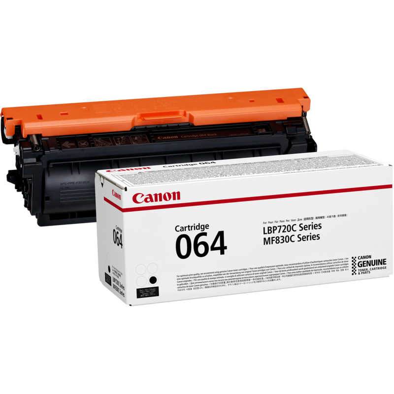 Canon 064 Black Toner Cartridge Product Packaging and Cartridge