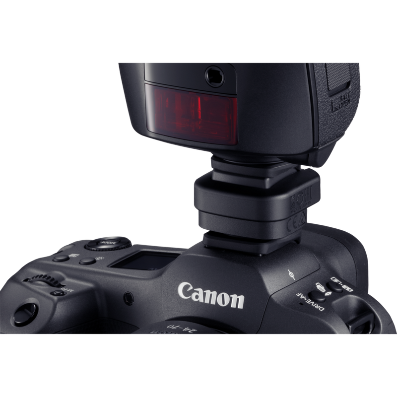 Canon AD-E1 Multi-function Shoe Adapter Product connected between camera and flash front side
