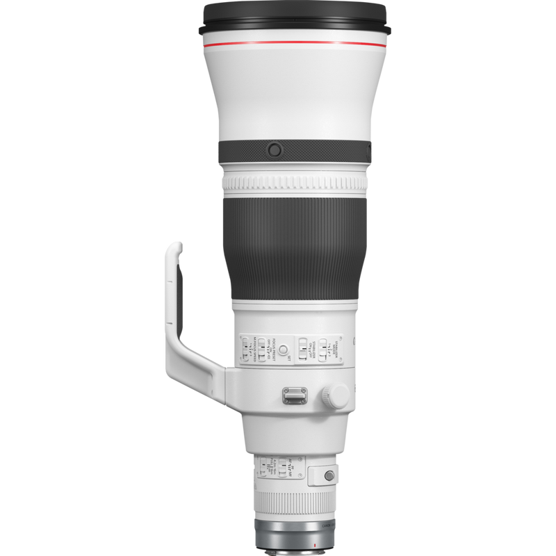 Objetivo Canon RF 600mm F4L IS USM Producto Vista izquierda con la montura para trípode