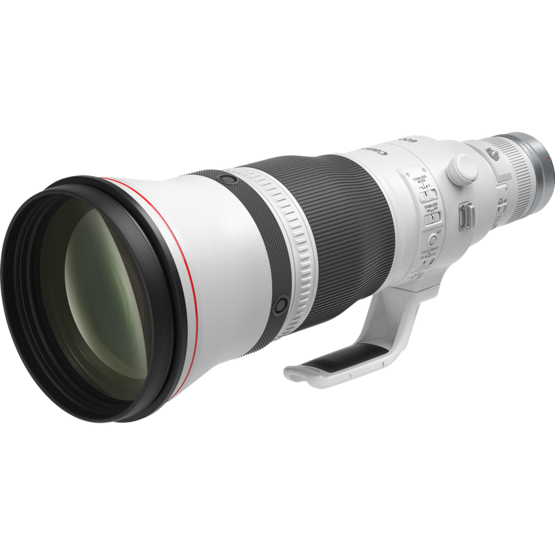 Objetivo Canon RF 600mm F4L IS USM Producto Vista diagonal con la montura para trípode