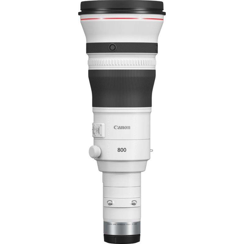 Canon RF 800mm F5.6L IS USM Lens Product Front View with the Dust Cap