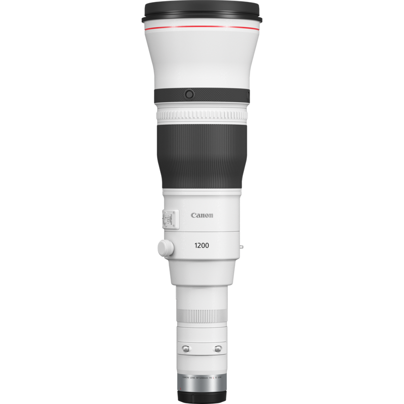Canon RF 1200mm F8L IS USM Lens Product Front View with the Dust Cap