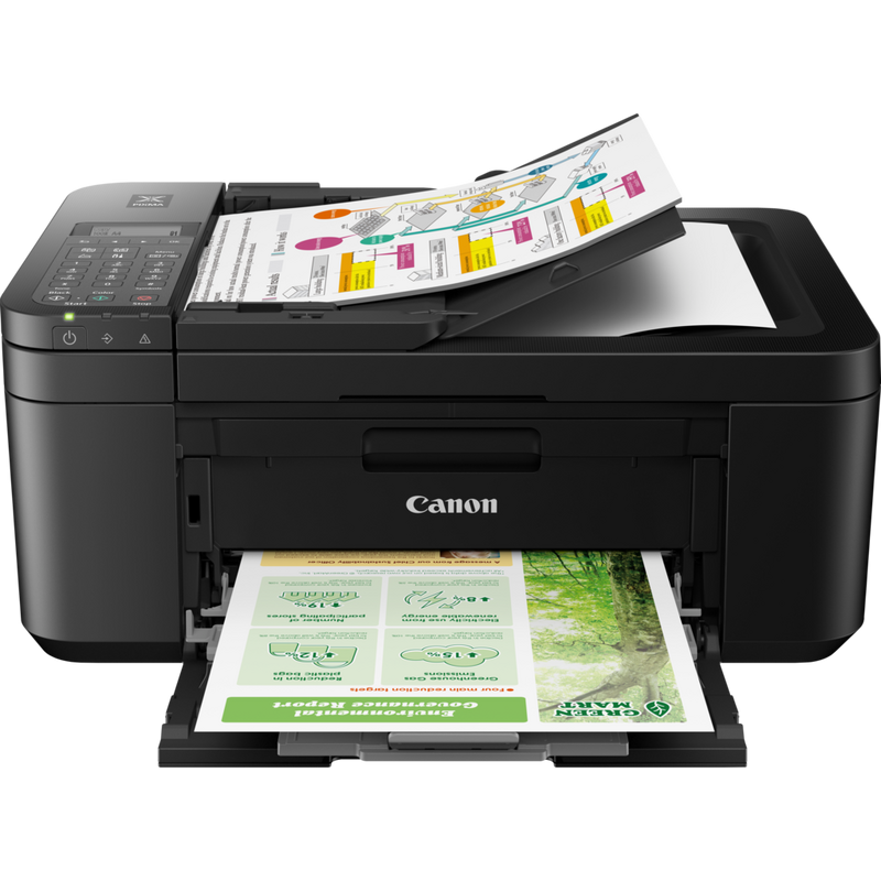 Canon PIXMA TR4640 Wireless Colour All-in-One Inkjet Photo Printer, Black Product Front View With Paper Tray Out