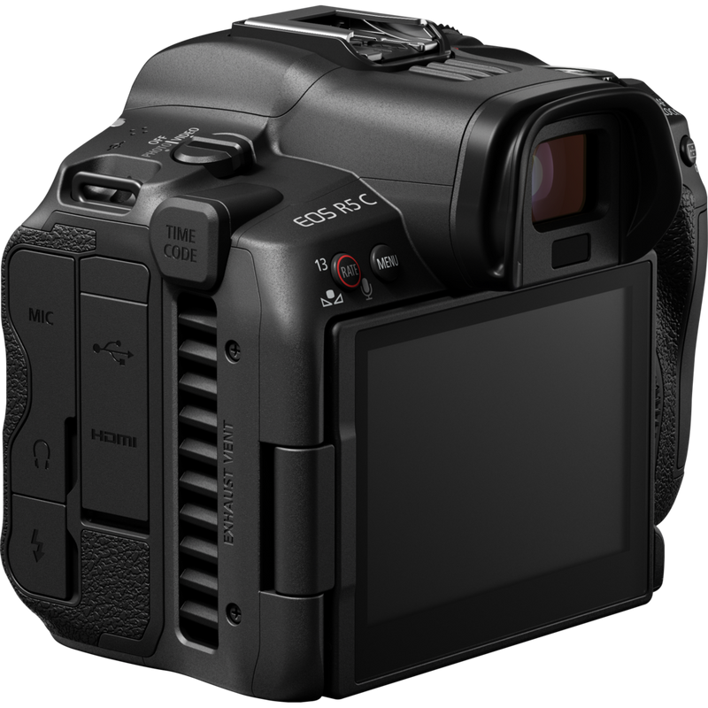 Canon EOS R5 C Cinema EOS Kameragehäuse Produkt Rückansicht von links