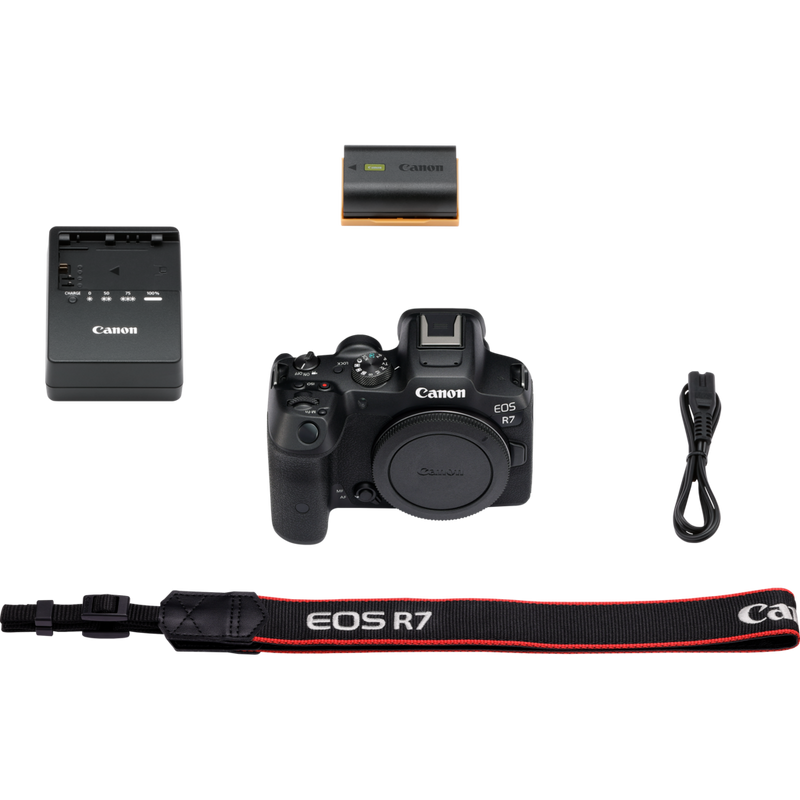 Canon EOS R7 Mirrorless Camera Body Product What's in the box