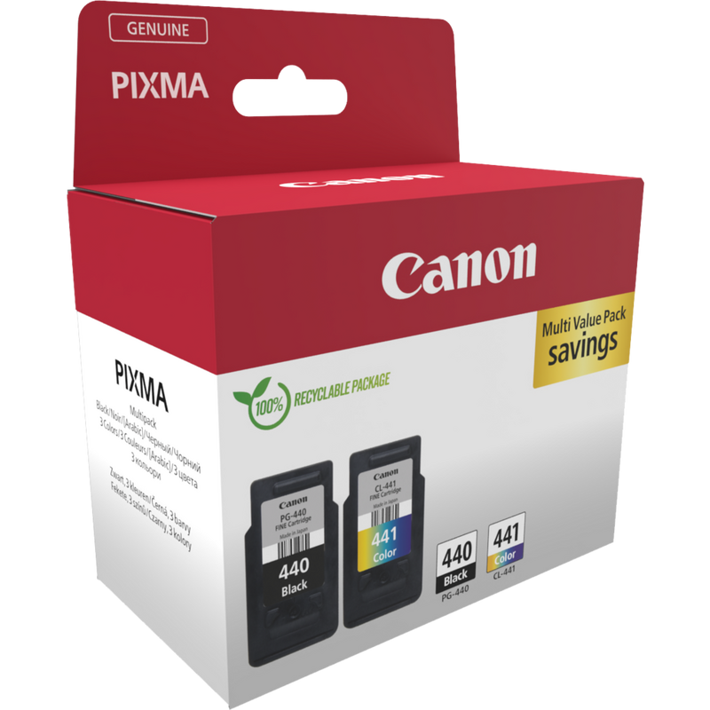 Canon PG-440 Black and CL-441 Colour Ink Cartridge Multipack Product Left View