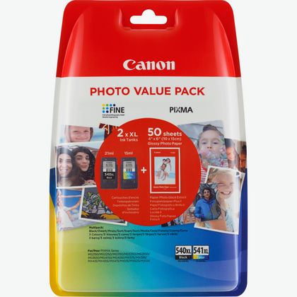Immagine di Confezione multipla cartucce d'inchiostro a resa elevata Canon PG-540XL/CL-541XL + carta fotografica
