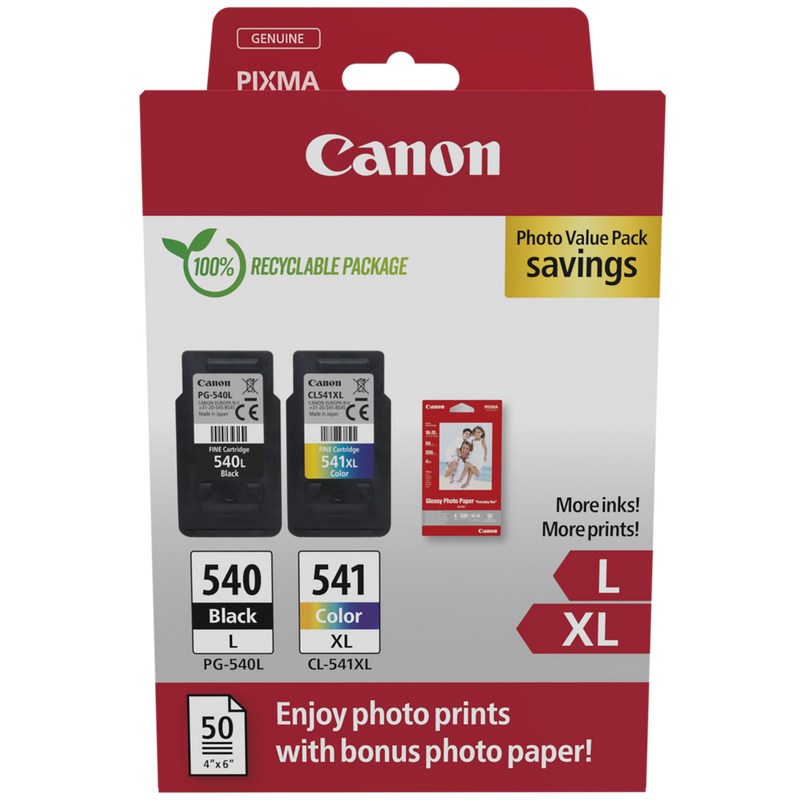 Buy Canon PG-540L Black + CL-541XL Colour High Yield Ink Cartridges ...