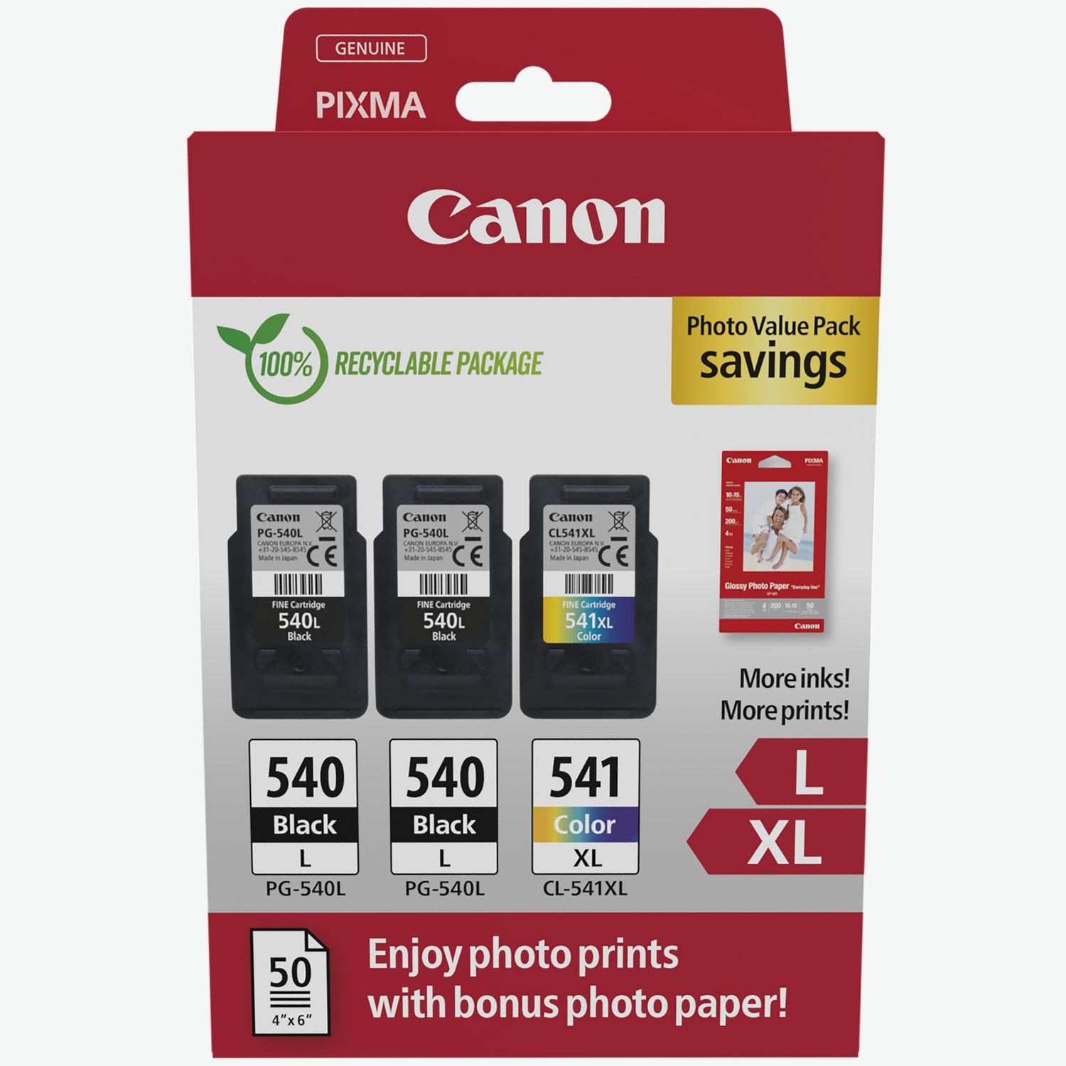 Consommables Compatibles Canon PG-540/CL-541 XL Pack de 2