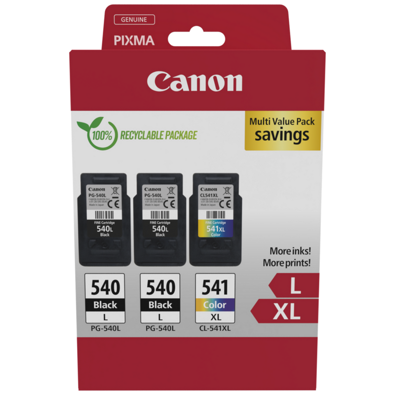 Canon PG-540L x2/CL-541XL High Yield Ink Cartridge Multipack