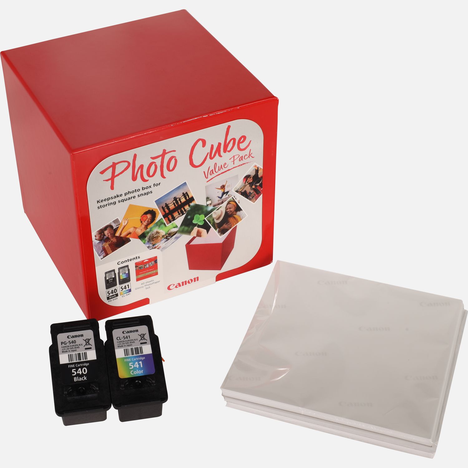 Coffret Canon Photo Cube incluant des cartouches d'encre PG-540 et CL-541  et du papier photo glacé Extra II PP-201 13 × 13 cm (40 feuilles) —  Boutique Canon France