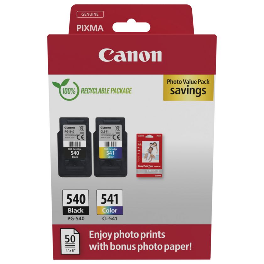 Canon PG-540/CL-541 Ink Cartridge + Photo Paper Value Pack — Canon 