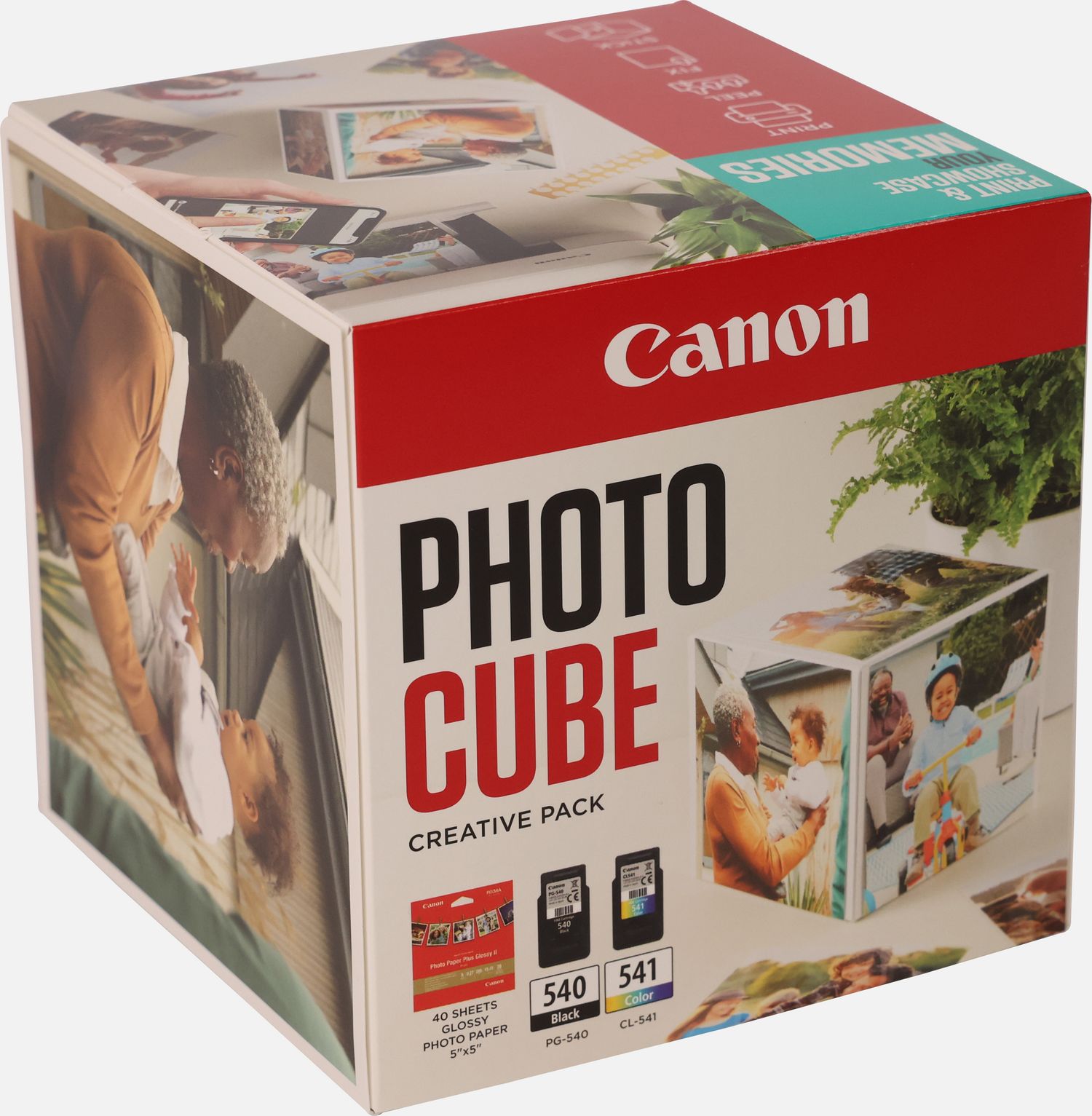 Image of Canon Photo Cube con cartucce Inkjet PG-540 + CL-541 e carta fotografica lucida Plus Glossy II PP-201 5x5" (40 fogli) - Confezione multipla, Blu