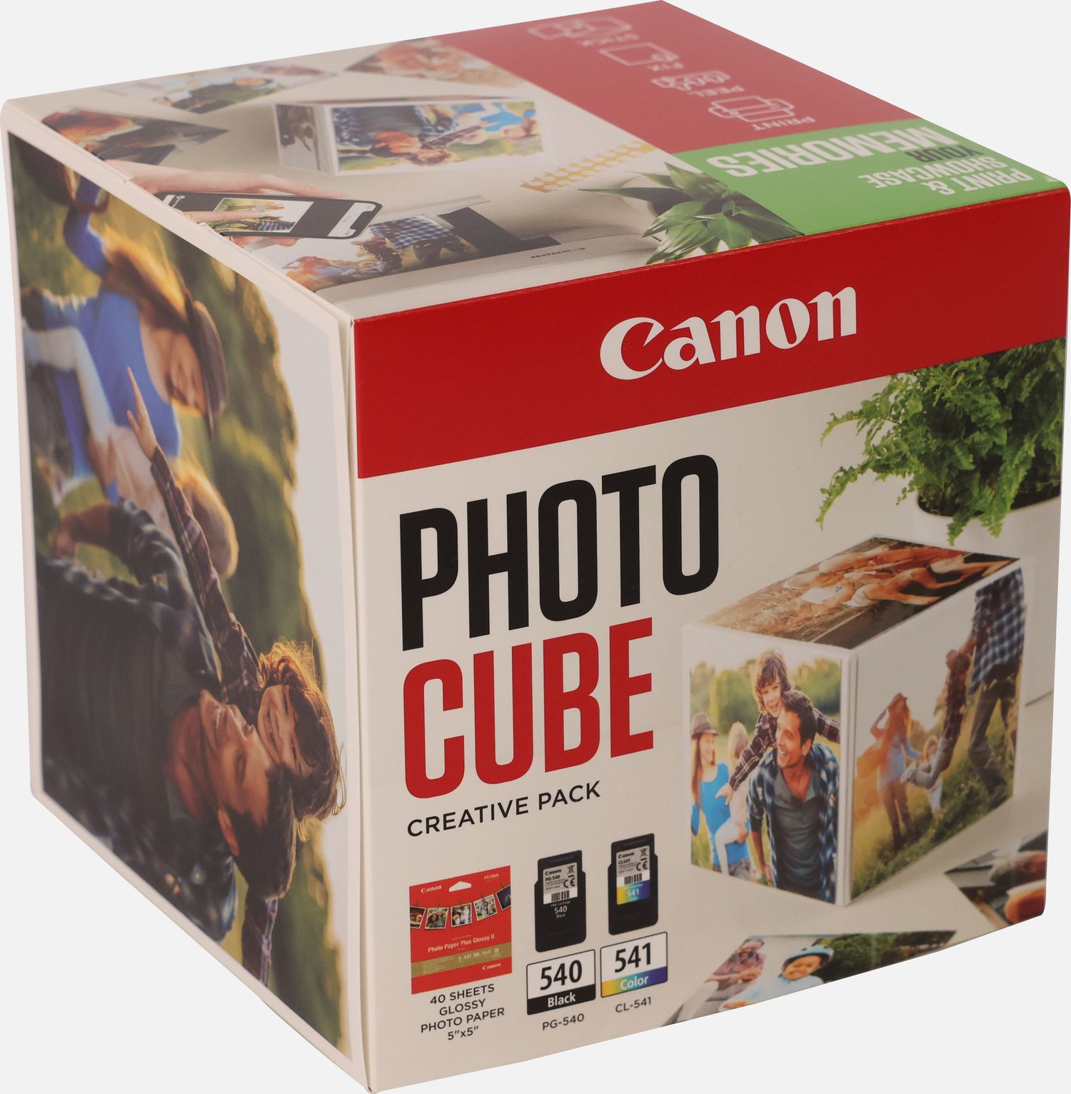 Canon Photo Cube con cartucce d'inchiostro PG-540 + CL-541 e carta fotografica lucida Plus Glossy II PP-201 5x5
