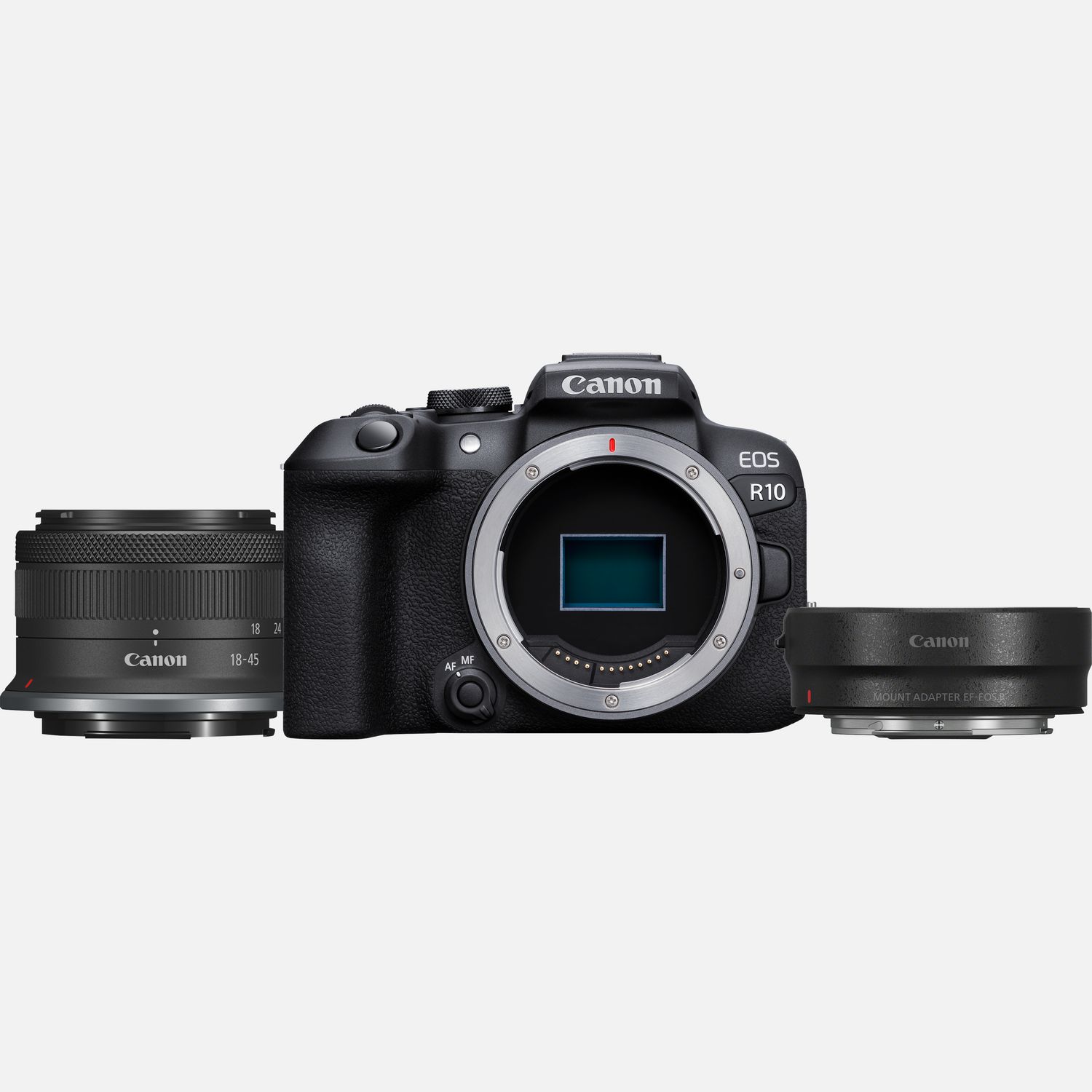 Canon EOS R10 Mirrorless Camera + RF-S 18-45mm F4.5-6.3 IS STM Lens + Mount Adapter EF-EOS R