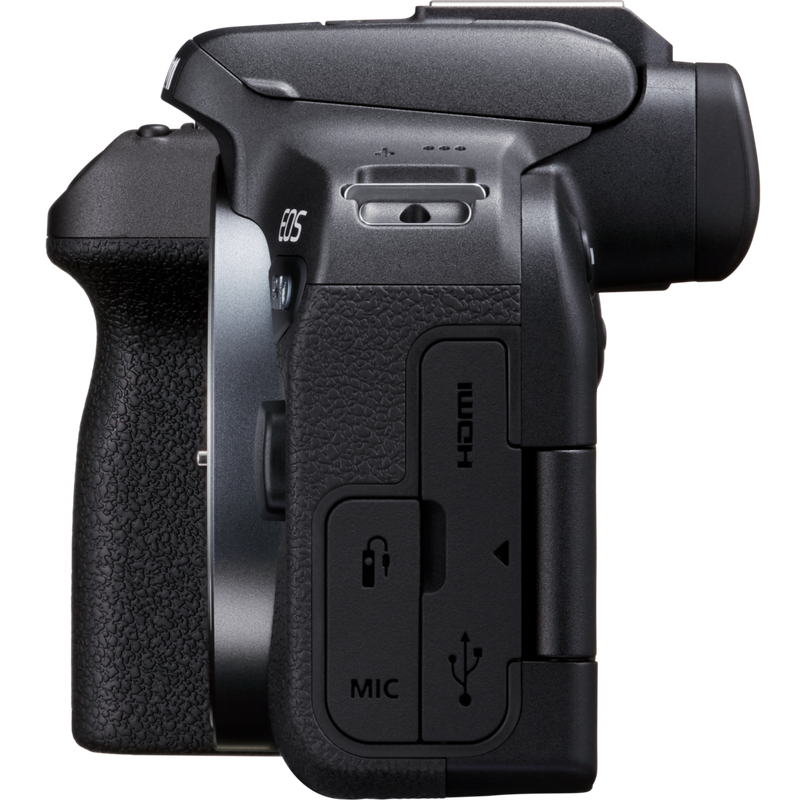 Appareil photo hybride Canon EOS R10 et objectif RF-S 18-45mm F4.5-6.3 IS STM - Vue de gauche