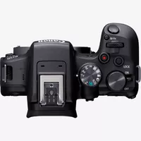 Canon EOS R10 spiegellose Kamera + RF-S 18-45mm F4.5-6.3 IS STM Objektiv + Rucksack + SD-Karte + Ersatzakku Produkt Ansicht von oben