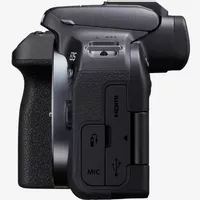 Canon EOS R10 spiegellose Kamera + RF-S 18-45mm F4.5-6.3 IS STM Objektiv + Rucksack + SD-Karte + Ersatzakku Produkt Ansicht von links