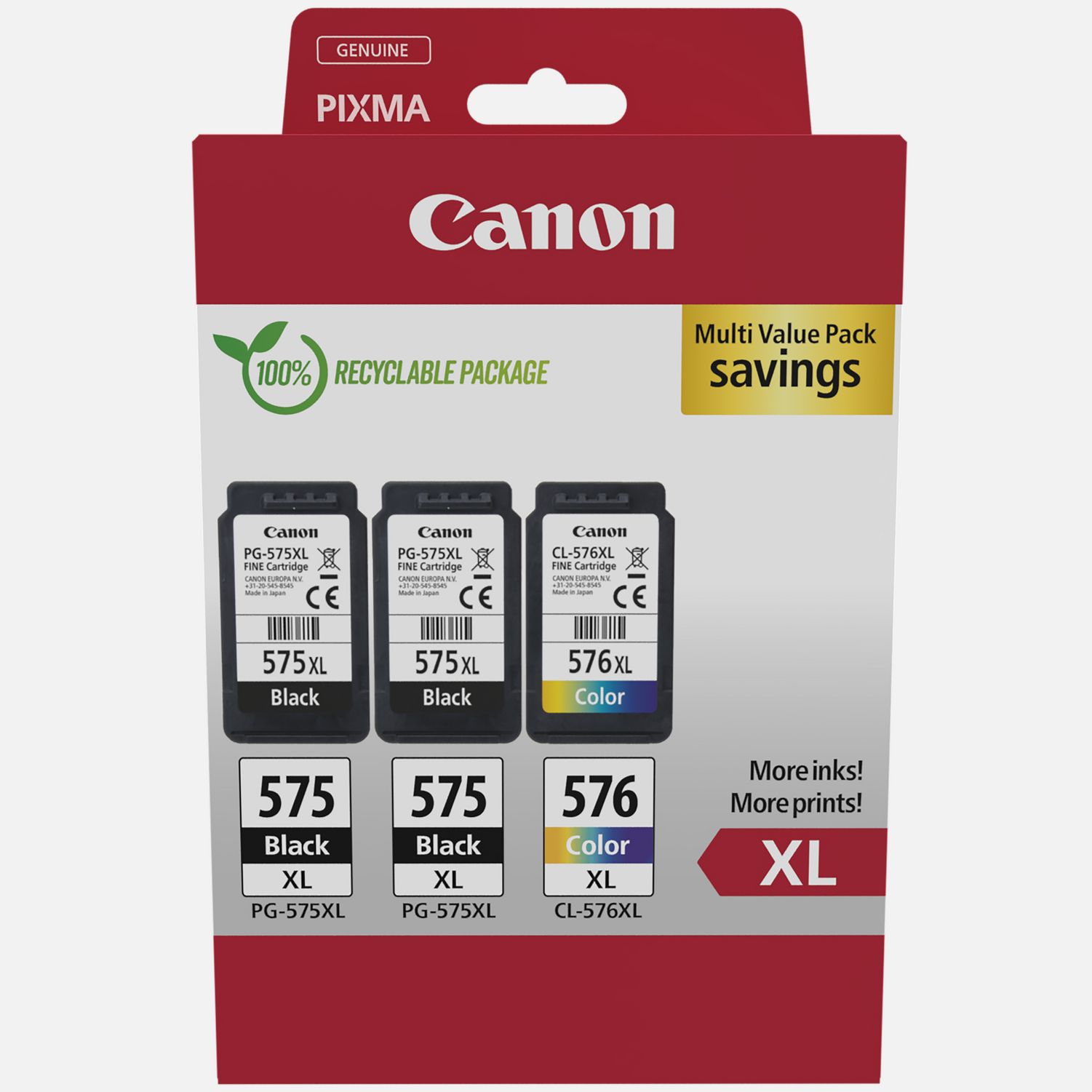 Image of Confezione multipla di cartucce Inkjet Canon PG-575XL x2/CL-576XL a resa elevata