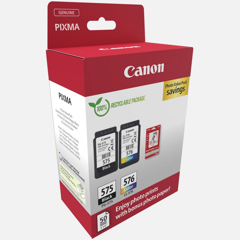 Canon Photo Value Pack : lot de cartouches d'encre « PG-575 » & « CL-576 »  + papier photo brillant 10x15 cm - acheter à prix économique chez OTTO  Office.