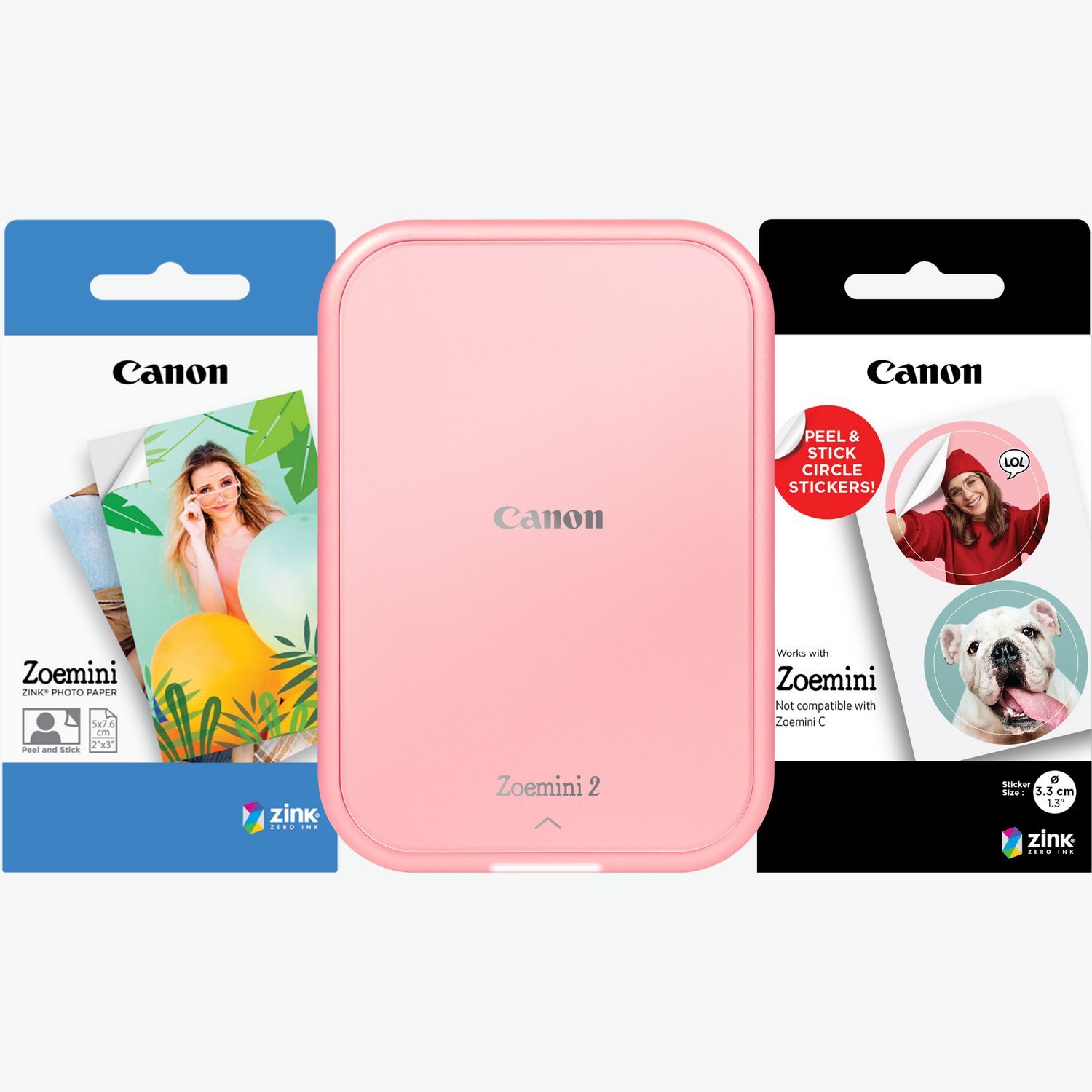 Canon IVY Mini Photo Printer - Rose Gold with Canon ZINK Pre-Cut Circle  Sticker Paper (20 Sheets)