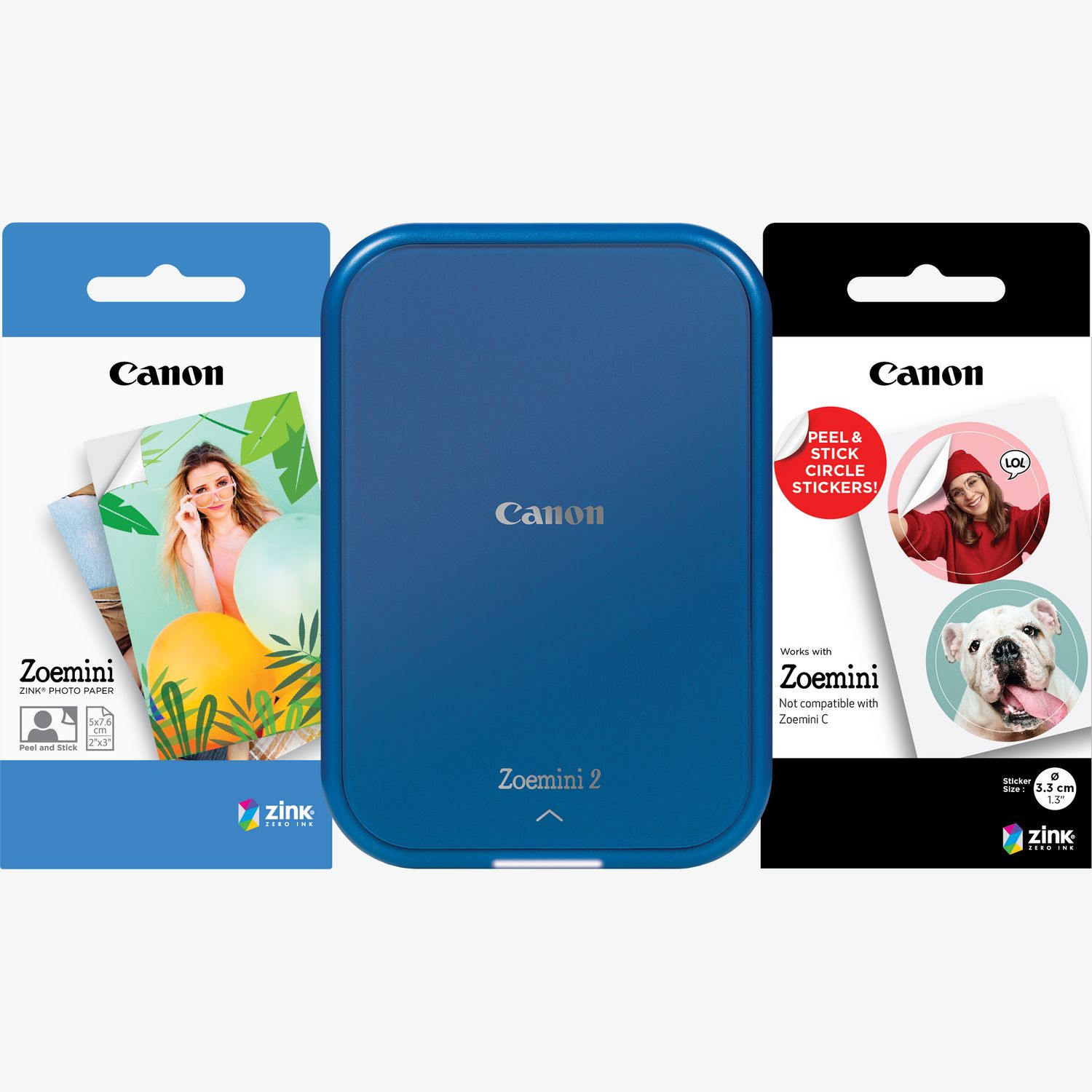 Buy Canon Zoemini Portable Colour Photo Printer, Black + 2x3 Photo Paper  x20 sheets + Circle Sticker x10 sheets in Discontinued — Canon Ireland Store