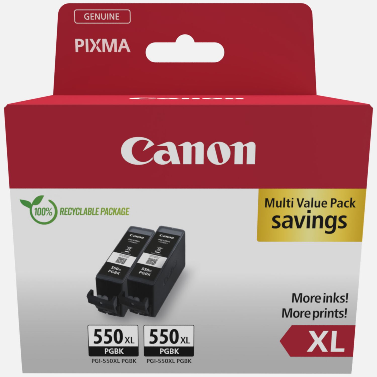 Cartuccia d'inchiostro nero a resa elevata Canon PGI-550XL (confezione doppia)