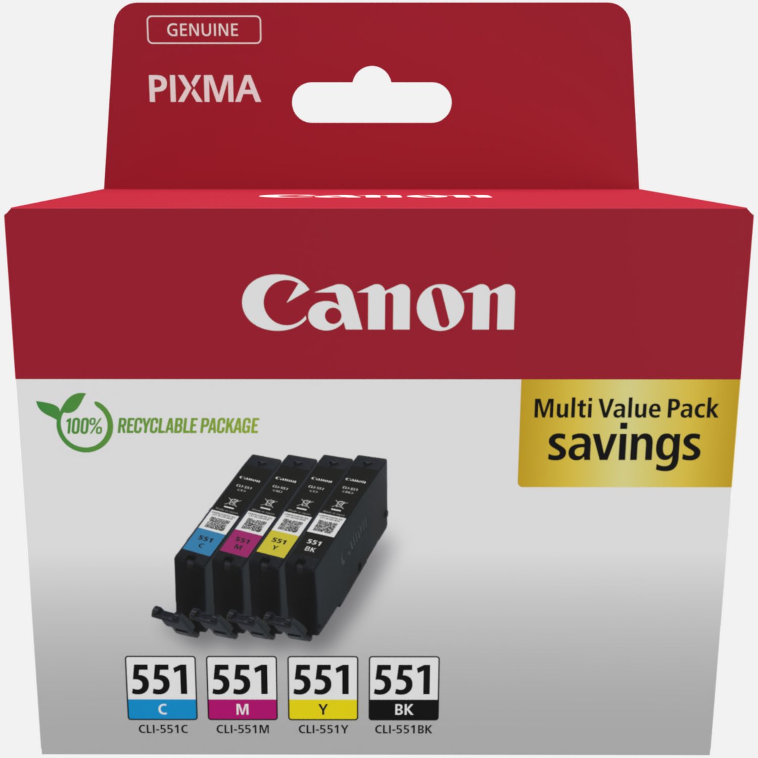 Multipack de cartouches d'encre Canon CLI-551 BK/C/M/Y