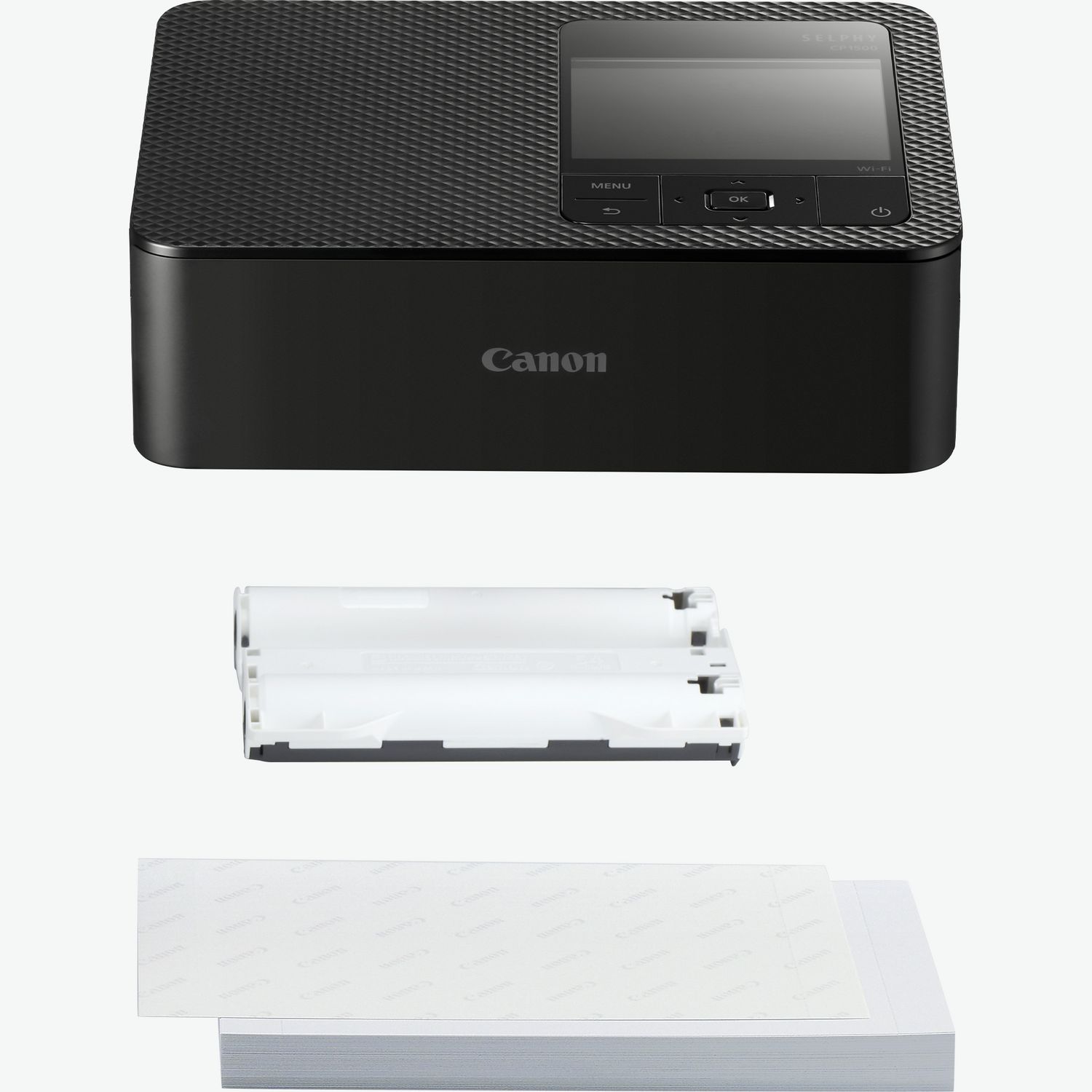  Canon SELPHY CP1500 Wireless Compact Photo Printer with  AirPrint and Mopria Device Printing, Black, with Canon KP108 Paper and  Black Hard case to fit All Together : Office Products