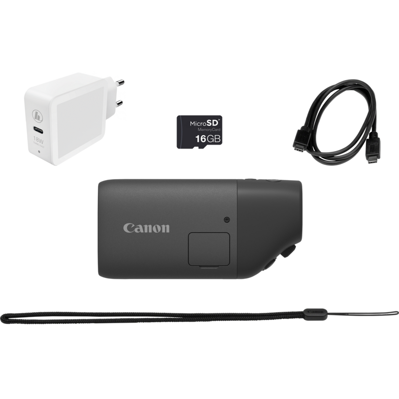 Canon PowerShot ZOOM Telephoto Monocular Compact Camera Essential Kit, Black Product Left View