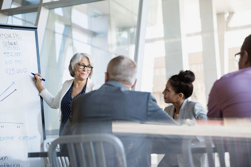 Equipo analizando los objetivos empresariales