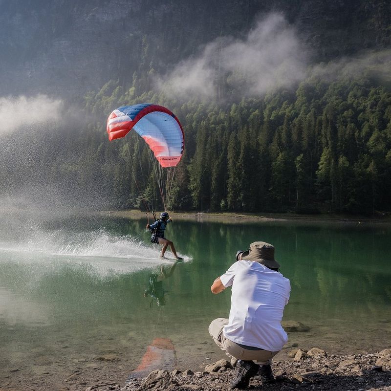 Canon EOS R6 Mark II Mirrorless Camera Lifestyle photo of a prachute landing on water
