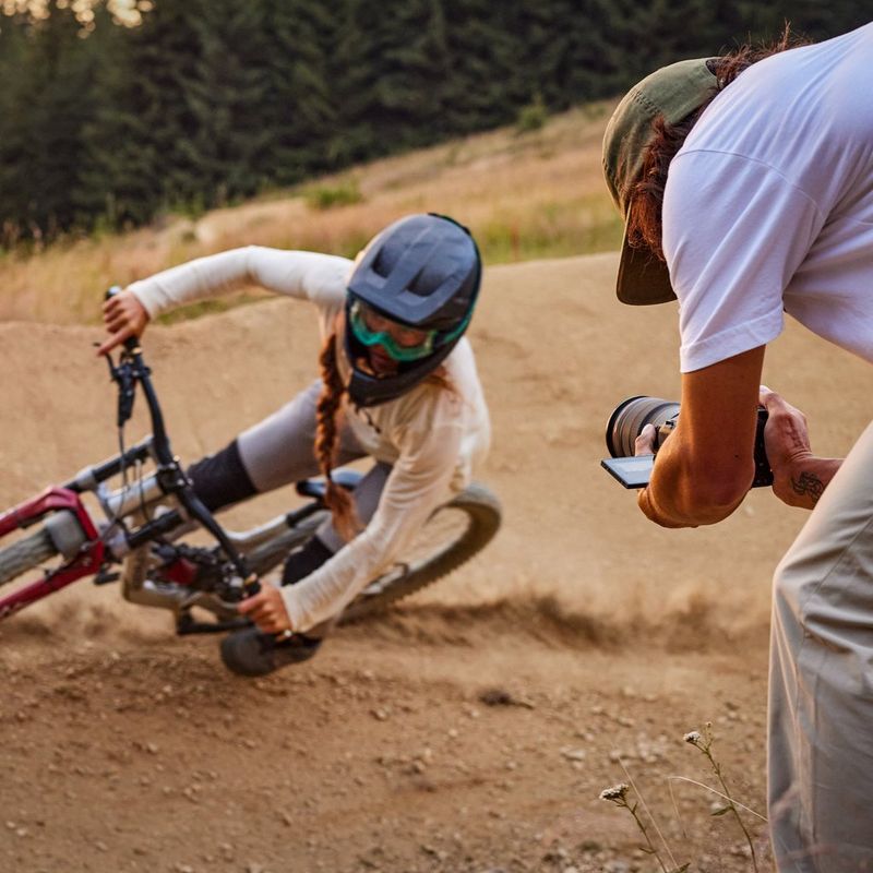 Canon EOS R6 Mark II Mirrorless Camera Lifestyle photo of a cyclist in action