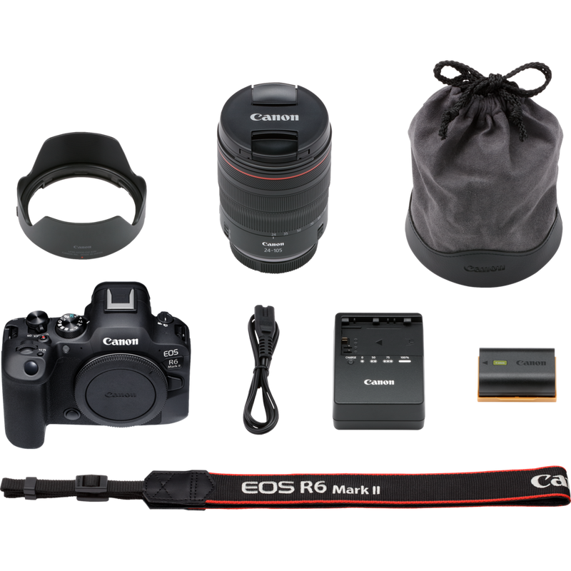 Canon EOS R6 Mark II Mirrorless Camera and RF 24-105mm F4L IS USM Lens Product What's In the Box