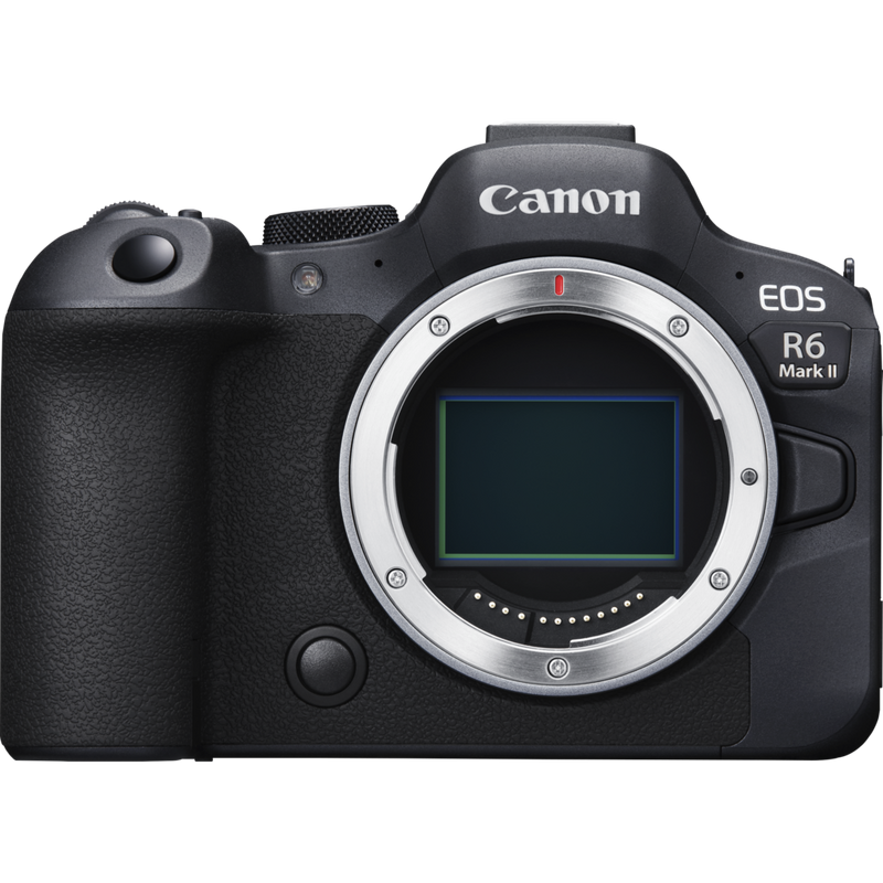 Canon EOS R6 Mark II spiegellose Kamera, Schwarz + Rucksack + SD-Karte+ Ersatzakku Produkte Ansicht des Gehäuses von vorne