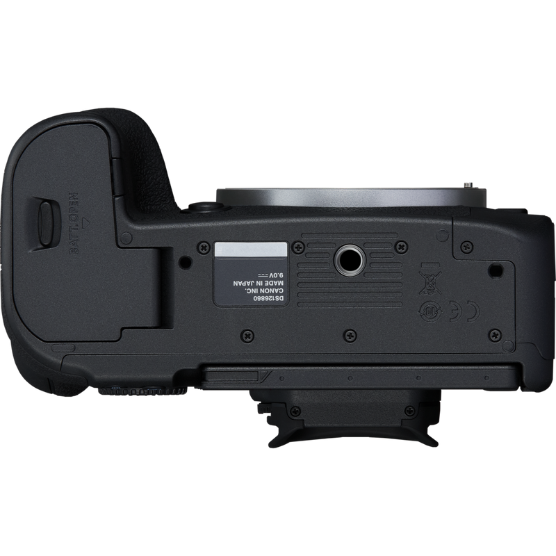 Canon EOS R6 Mark II spiegellose Kamera, Schwarz + Rucksack + SD-Karte+ Ersatzakku Produkte Ansicht von unten